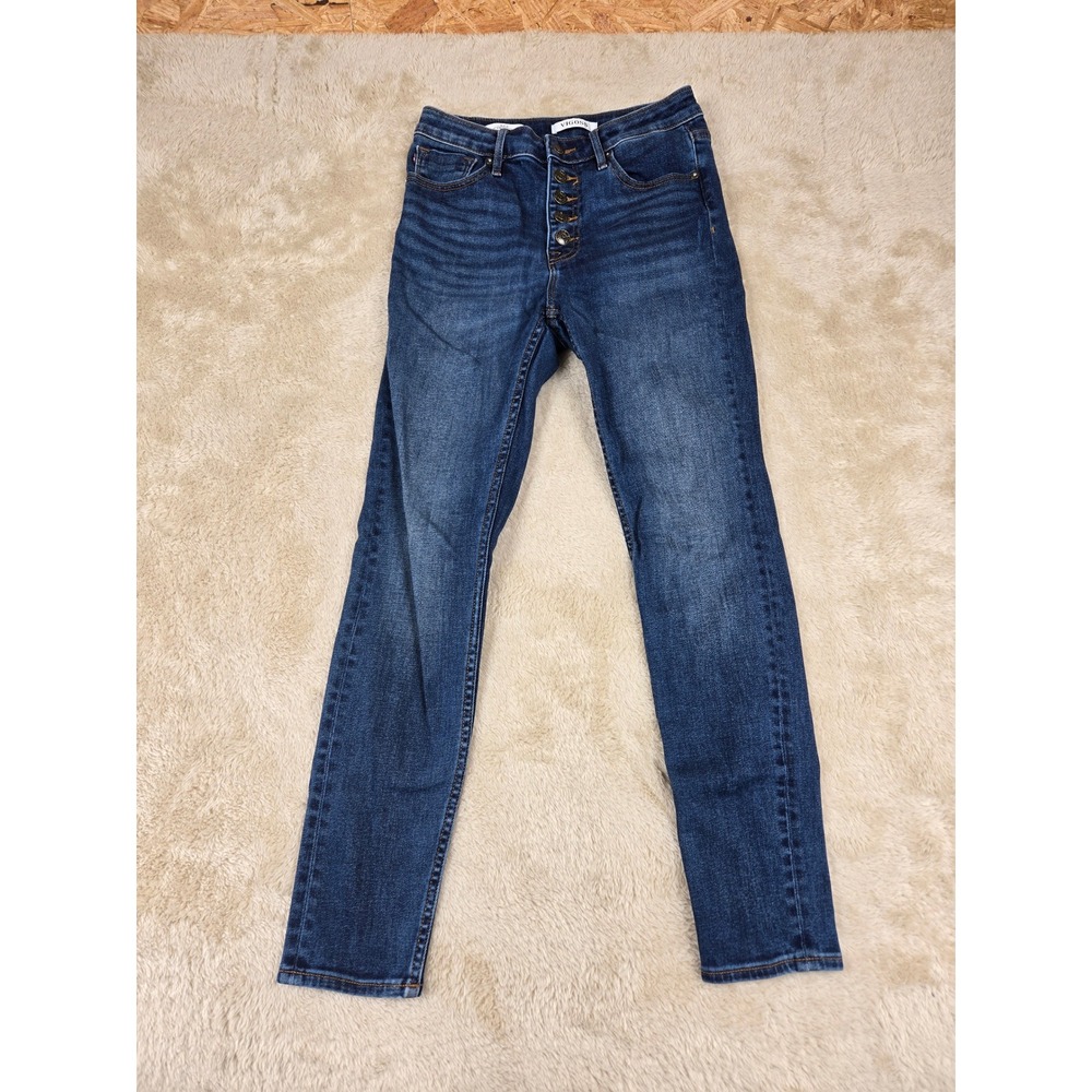 VIGOSS High Rise Women's 27 Button Fly Skinny Jeans  Dark Wash‎ Stretch Denim